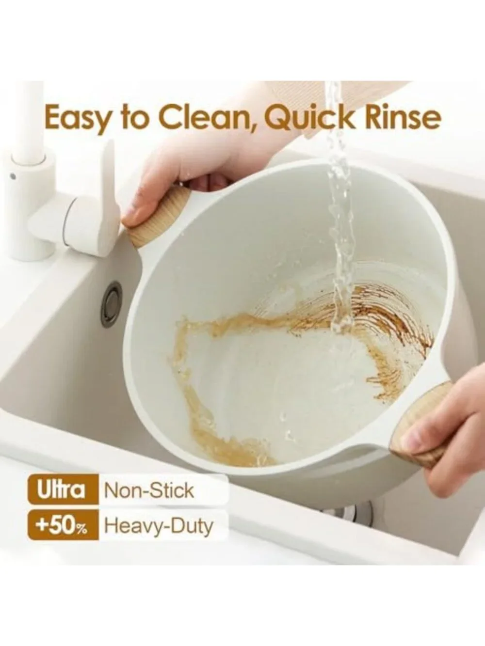 4.5 Quart White Ceramic Nonstick Stock Pot with Lid - Durable, Easy Clean